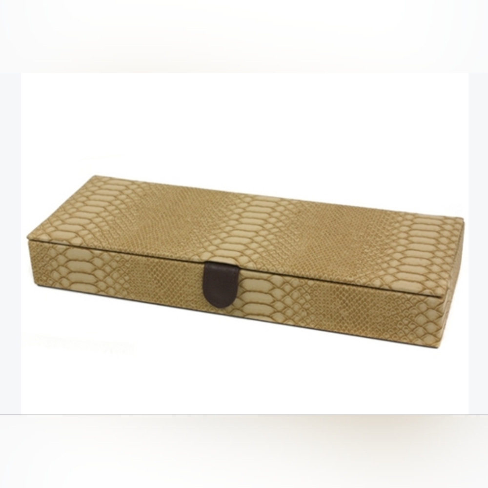 New Tech Swiss Crocodile Print Jewelry Box in Tan
